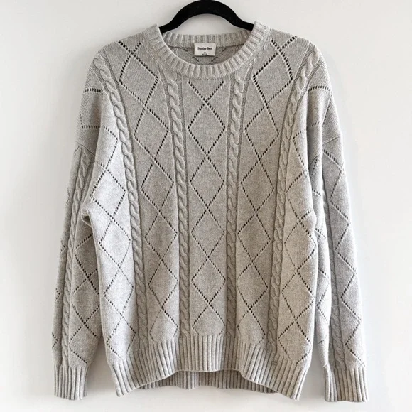 Sunday Best Pointelle Cable knit Wool Sweater - Picture 1 of 12